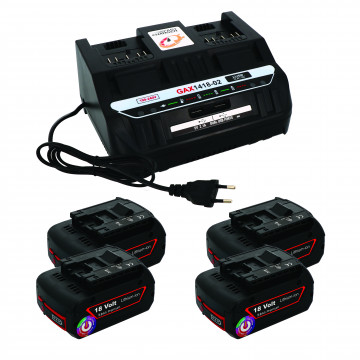 Pack 4 batteries compatible Bosch 18V 5Ah + 1 chargeur double