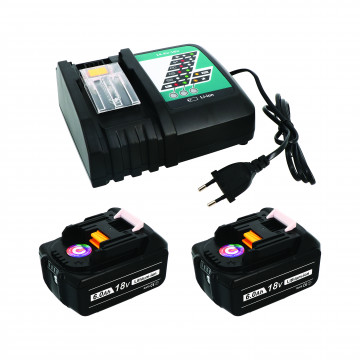 Pack 2 batteries compatible Makita 18V 6Ah + 1 chargeur simple