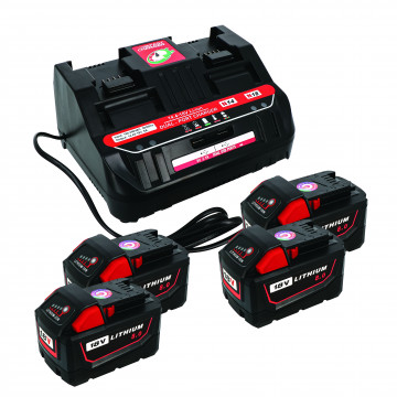 Pack 4 batteries compatible Milwaukee 18V 8Ah + 1 chargeur double