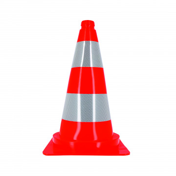 Cône blanc rouge réfléchissant ht 495 mm x 300 mm PVC Souple 1300g