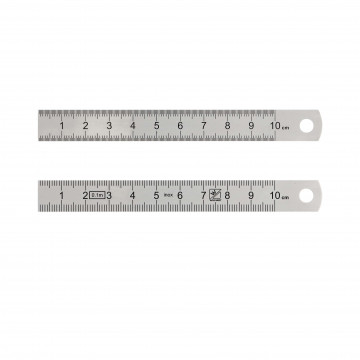 Réglet 100mm - 13x0.5mm - inox chromé mat - mm et 1/2mm