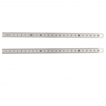Réglet 250mm - 13x0.5mm - inox brillant - mm et 1/2mm