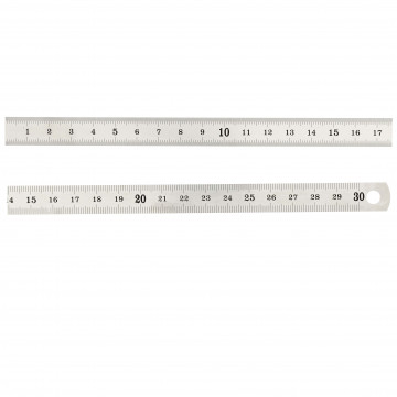 Réglet 300mm - 13x0.5mm - inox brillant - mm et 1/2mm