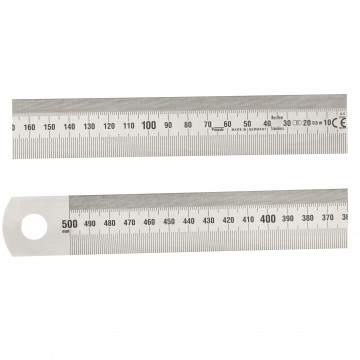 Réglet inox CEE Classe II 500 mm avec graduation de droite à gauche