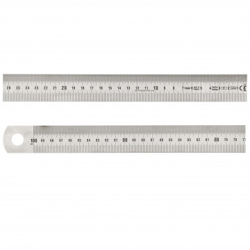 Réglet inox CEE Classe II 1000 mm avec graduation de droite à gauche