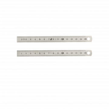 Réglet 150mm - 13x0.5mm - inox brillant - mm et 1/2mm