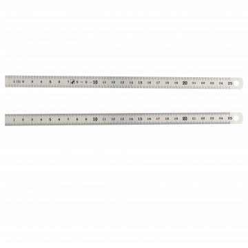 Réglet 250mm - 13x0.5mm - inox brillant - mm et 1/2mm