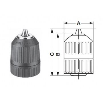 Mandrin ss clé - 1,5-10 -  1/2 x 20 Réversible