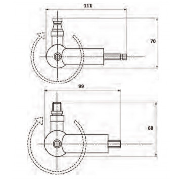 Renvoi d'angle 360° mandrin Ld10f38r -montage hexa9mm