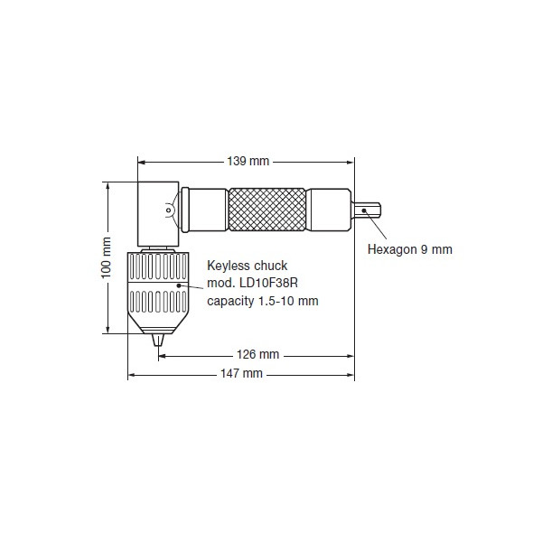 Renvoi d'angle 90° mandrin -montage hexa 9 mm Renvoi d'angle 90° mandrin -montage hexa 9 mm