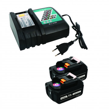 Pack 2 batteries compatible Makita 18V 4Ah + 1 chargeur simple