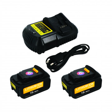 Pack 2 batteries compatible Dewalt 18V 5Ah + 1 chargeur simple