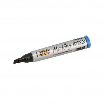 Marqueur permanent bleu à pointe biseautée