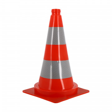 Cône blanc rouge réfléchissant ht 495 mm x 300 mm PVC Souple 1300g