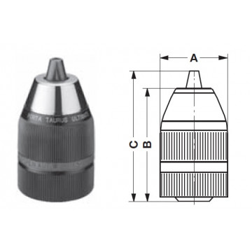 Mandrin sans clé avec système de verrouillage, mors carbure TU13F12R